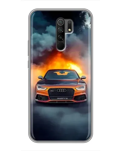 Чехол для Xiaomi Redmi 9 с картинкой «Audi в огненном дыму»