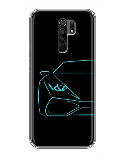Чехол для Xiaomi Redmi 9 с картинкой «Голубой силуэт Lamborghini»