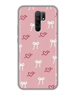 Чехол для Xiaomi Redmi 9 с картинкой «Сердца и банты»