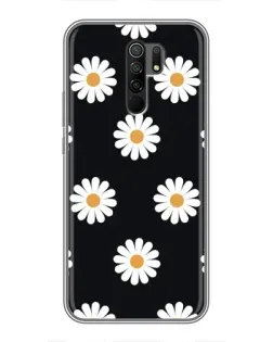 Чохол для Xiaomi Redmi 9 з картинкою «Ромашки на чорному»