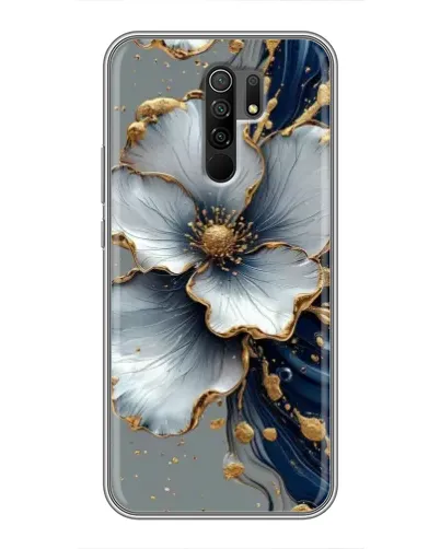 Чехол для Xiaomi Redmi 9 с картинкой «Белый цветок и золотой флюид» Чехол для Xiaomi Redmi 9 с картинкой «Белый цветок и золотой флюид»