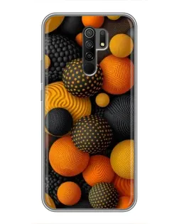 Чехол для Xiaomi Redmi 9 с картинкой «Объемные оранжевые сферы»