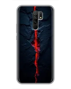 Чехол для Xiaomi Redmi 9 с картинкой «Kрасная лавовая трещина»