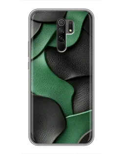Чехол для Xiaomi Redmi 9 с картинкой «Зеленые кожаные волны»