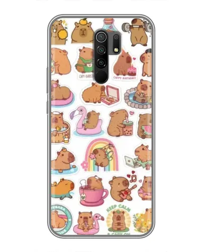Чехол для Xiaomi Redmi 9 с картинкой «Капибары набор»