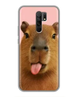 Чехол для Xiaomi Redmi 9 с картинкой «Капибара с языком»