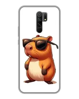 Чехол для Xiaomi Redmi 9 с картинкой «Капибара в очках»