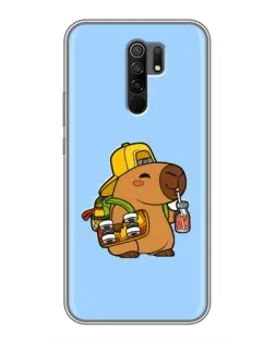 Чехол для Xiaomi Redmi 9 с картинкой «Капибара на скейте»