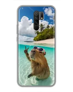 Чехол для Xiaomi Redmi 9 с картинкой «Капибара на море»