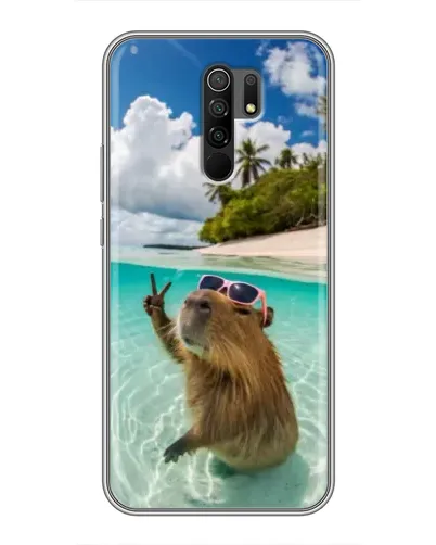 Чехол для Xiaomi Redmi 9 с картинкой «Капибара на море»