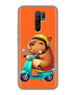 Чехол для Xiaomi Redmi 9 с картинкой «Капибара на скутере»