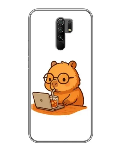 Чехол для Xiaomi Redmi 9 с картинкой «Капибара с ноутбуком»