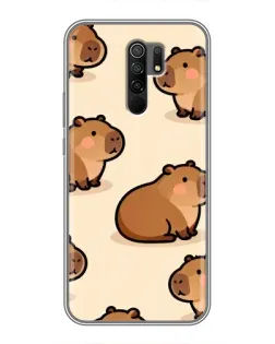 Чехол для Xiaomi Redmi 9 с картинкой «Паттерн милых капибар»