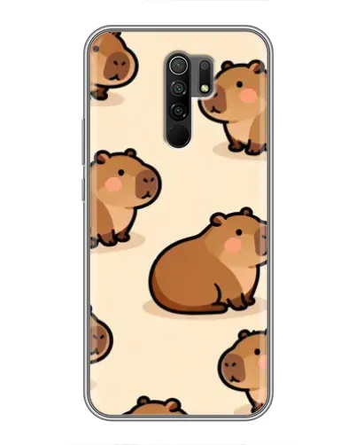 Чехол для Xiaomi Redmi 9 с картинкой «Паттерн милых капибар»