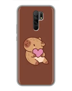 Чехол для Xiaomi Redmi 9 с картинкой «Капибара с сердцем»
