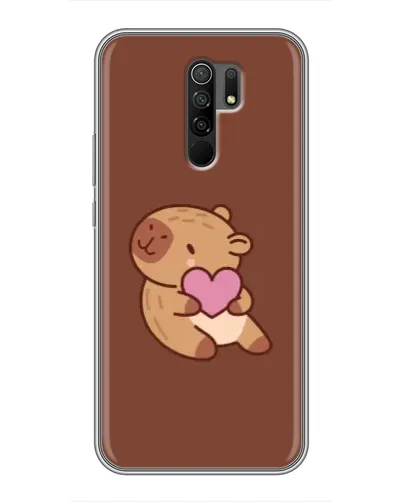 Чехол для Xiaomi Redmi 9 с картинкой «Капибара с сердцем»