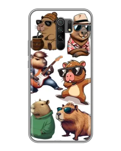 Чехол для Xiaomi Redmi 9 с картинкой «Крутые капибары музыканты»