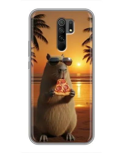 Чехол для Xiaomi Redmi 9 с картинкой «Капибара с пиццей»