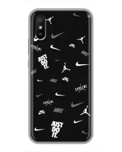 Чехол для Xiaomi Redmi 9A с картинкой «Nike Black Pattern»