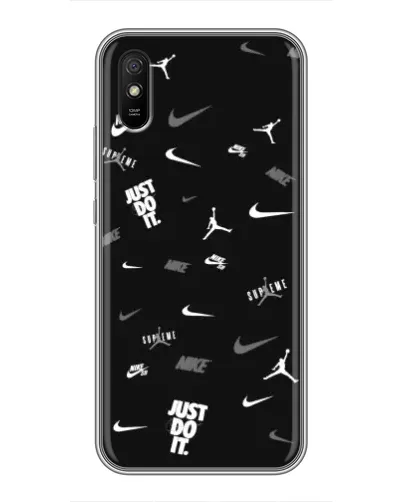 Чехол для Xiaomi Redmi 9A с картинкой «Nike Black Pattern»