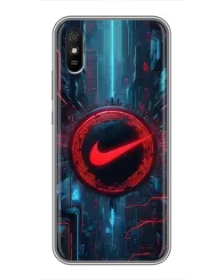 Чехол для Xiaomi Redmi 9A с картинкой «Техногенный стиль Nike»