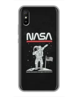 Чехол для Xiaomi Redmi 9A с картинкой «NASA — шагаем по Луне»