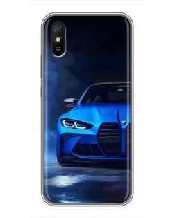 Чехол для Xiaomi Redmi 9A с картинкой «Голубая BMW M4»