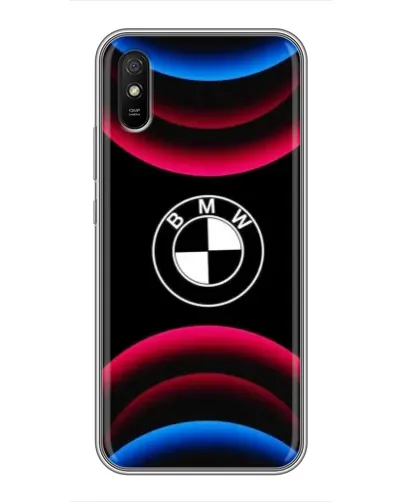 Чехол для Xiaomi Redmi 9A с картинкой «Логотип BMW и неоновые дуги»
