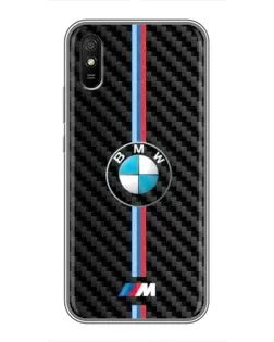 Чехол для Xiaomi Redmi 9A с картинкой «Эмблема BMW и карбон»