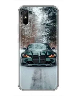 Чехол для Xiaomi Redmi 9A с картинкой «BMW в зимнем лесу»