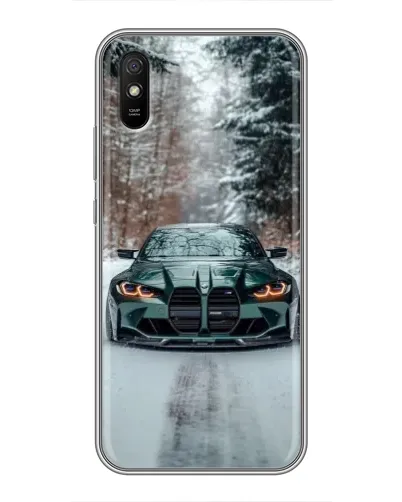 Чехол для Xiaomi Redmi 9A с картинкой «BMW в зимнем лесу»