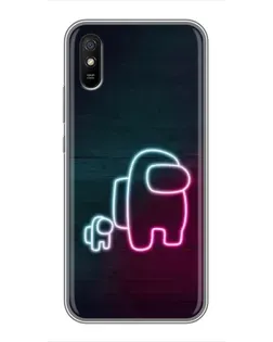 Чехол для Xiaomi Redmi 9A с картинкой «Among Us неон-арт»