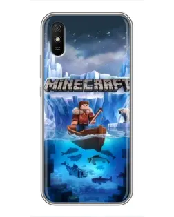Чехол для Xiaomi Redmi 9A с картинкой «Minecraft ледяной мир»