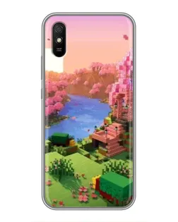 Чехол для Xiaomi Redmi 9A с картинкой «Розовое дерево Minecraft»