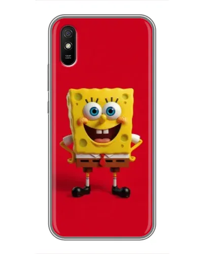 Чехол для Xiaomi Redmi 9A с картинкой «Спанч Боб на красном»