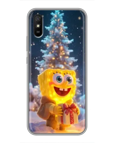Чехол для Xiaomi Redmi 9A с картинкой «Рождественский Спанч Боб»