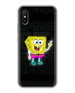 Чехол для Xiaomi Redmi 9A с картинкой «Неоновый Губка Боб»