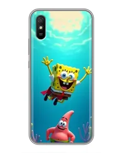 Чехол для Xiaomi Redmi 9A с картинкой «Спанч Боб под водой»