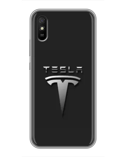 Чехол для Xiaomi Redmi 9A с картинкой «Стальной логотип Tesla»