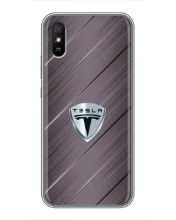 Чехол для Xiaomi Redmi 9A с картинкой «Металлическая текстура Tesla»