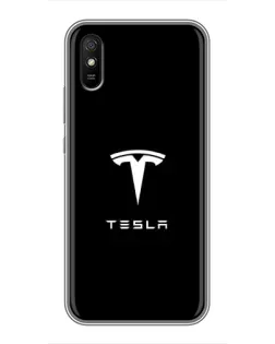 Чехол для Xiaomi Redmi 9A с картинкой «Tesla White Logo»