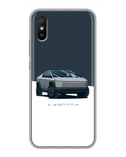 Чехол для Xiaomi Redmi 9A с картинкой «Серебристый Cybertruck Tesla»