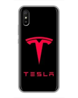 Чехол для Xiaomi Redmi 9A с картинкой «Tesla Red Logo»