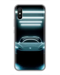 Чехол для Xiaomi Redmi 9A с картинкой «Tesla в неоне»