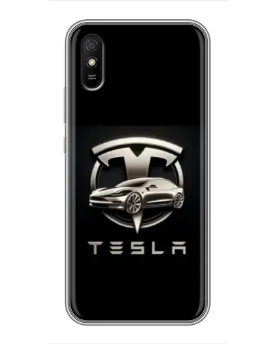 Чехол для Xiaomi Redmi 9A с картинкой «Tesla — серебристое авто»