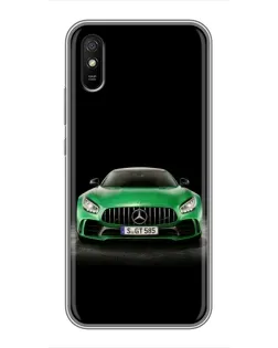 Чехол для Xiaomi Redmi 9A с картинкой «Mercedes — неоновый лого»