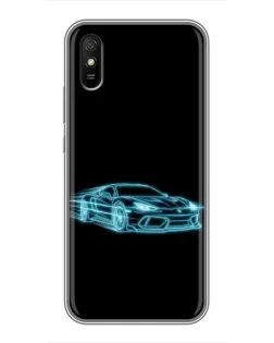 Чехол для Xiaomi Redmi 9A с картинкой «Неоновый контур Lamborghini»