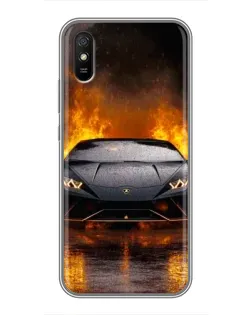 Чехол для Xiaomi Redmi 9A с картинкой «Lamborghini в огне»