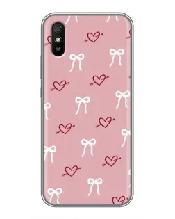 Чехол для Xiaomi Redmi 9A с картинкой «Сердца и банты»