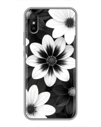 Чехол для Xiaomi Redmi 9A с картинкой «Монохромные астры»